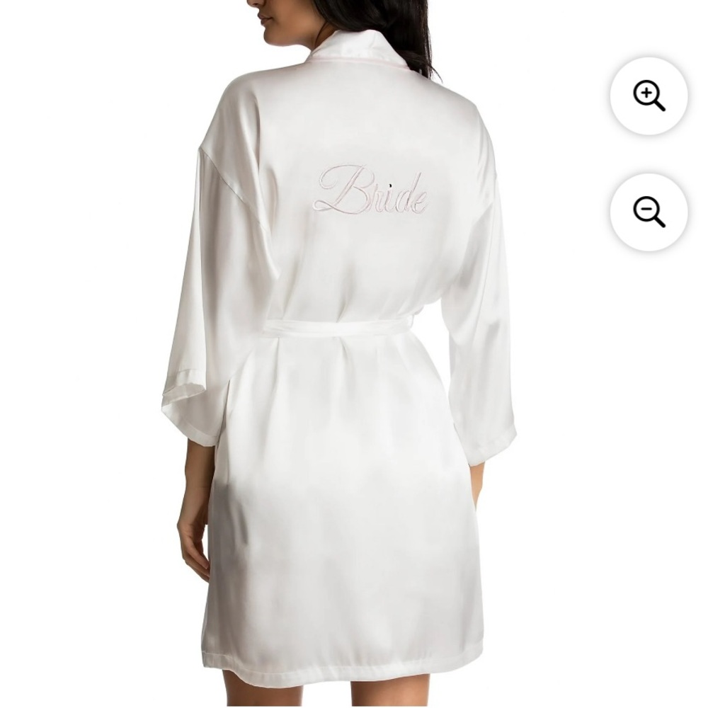 Linea Donatella White and Pink Silk Bridal Robe